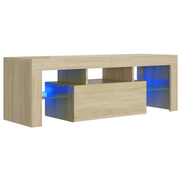 vidaXL telerialus LED-tuledega, Sonoma tamm, 120 x 35 x 40 cm
