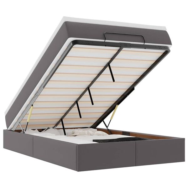 vidaXL Ottomani voodiraam madratsiga, hall, 120x190 cm, kunstnahk