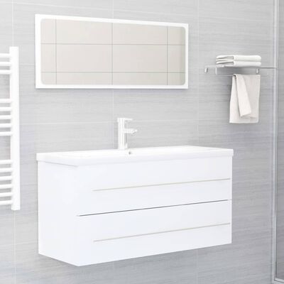 vidaXL 2-osaline vannitoamööbli komplekt, valge, puitlaastplaat