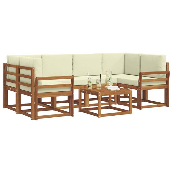 vidaXL V&auml;li diivanikomplekt padjaga 7 pcs Looduslik ja kreem