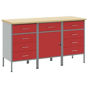 vidaXL T&ouml;&ouml;kapp sahtliga lukuga 3 pcs Punane ja hall 150 x 55 x 85 cm