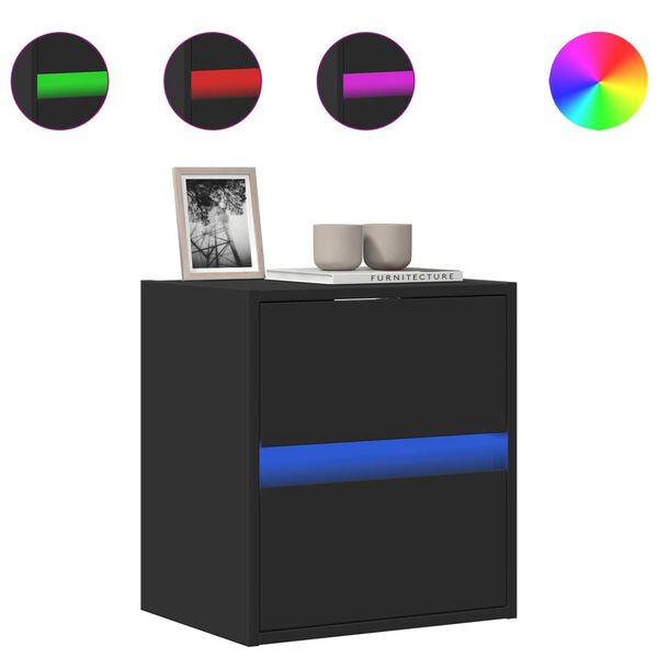 vidaXL teleri seinakapp LED-tuledega, must, 41 x 31 x 45 cm