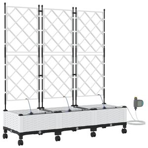 vidaXL Aiakonteiner Kastmise ja Ratastega 3 tk Valge 120 x 40 x 132 cm