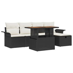 vidaXL Aia Diivanikomplekt 6 pcs Must pol&uuml;rotang
