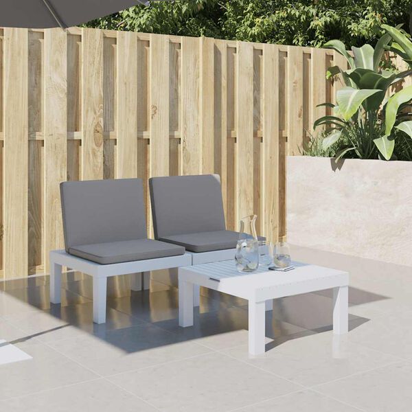 vidaXL p&auml;evitustool koos patjadega, valge, PP