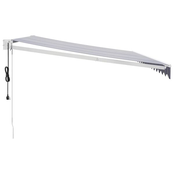 vidaXL automaatne sisset&otilde;mmatav varikatus sinine-valge 4x3 m