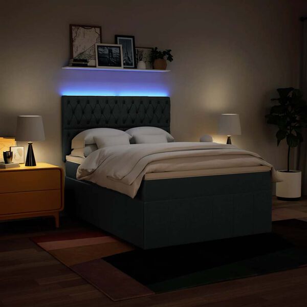 vidaXL kontinentaalvoodi madratsiga, sinine, 140x190 cm, kangas