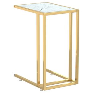vidaXL arvuti lisalaud, valge marmor, 50x35x65 cm, karastatud klaas