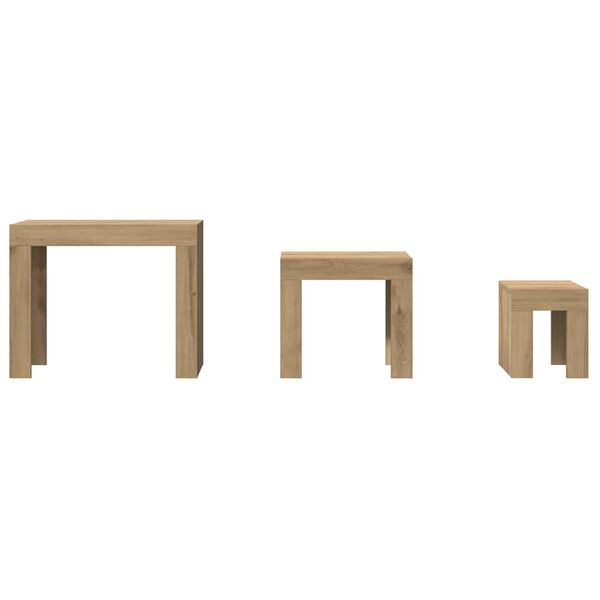 vidaXL &uuml;ksteise alla mahtuvad kohvilauad 3 tk, k&auml;sit&ouml;&ouml;tamm, tehispuit