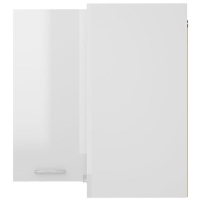 vidaXL seina nurgakapp, kõrgläikega valge, 57x57x60 cm puitlaastplaat