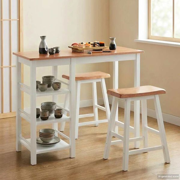 vidaXL 3-osaline baarikomplekt, MDF, valge