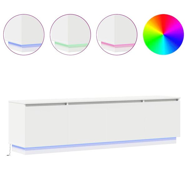 vidaXL Telerikapp LEDiga Valge 180 x 38 x 49 cm Tehispuit