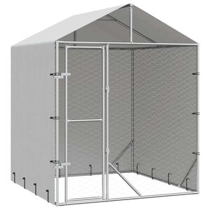 vidaXL katusega koeraaedik, h&otilde;bedane, 2x2x2,5 m, tsingitud teras
