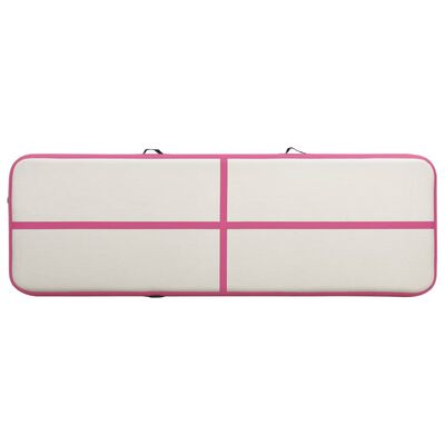 vidaXL täispumbatav võimlemismatt pumbaga 500x100x15 cm PVC roosa