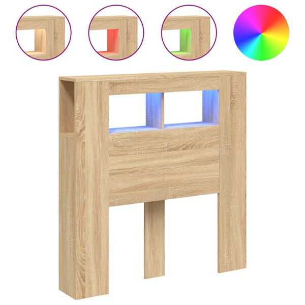 vidaXL voodipeats LEDiga, Sonoma tamm, 100x18,5x103,5 cm, tehispuit