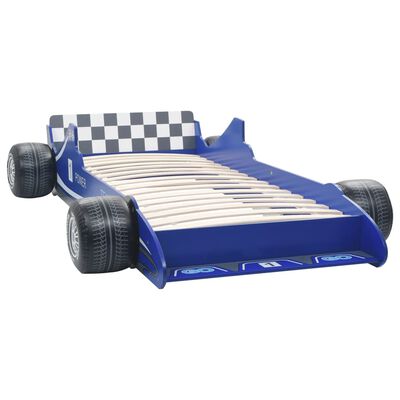 vidaXL võidusõiduauto kujuga lastevoodi 90 x 200 cm sinine