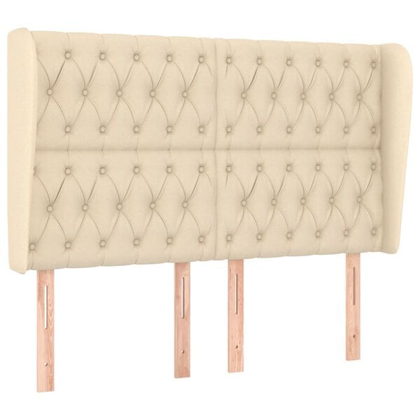 vidaXL voodipeats servadega, kreemjas, 163x23x118/128 cm, kangas