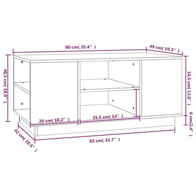 vidaXL kohvilaud, hall, 90 x 49 x 40,5 cm, männipuit