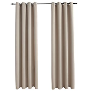 vidaXL pimendavad kardinad metallr&otilde;ngastega 2 tk, beež, 140 x 175 cm