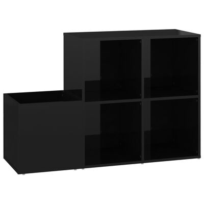 vidaXL jalatsiriiul, kõrgläikega must, 105x35.5x70 cm, puitlaastplaat