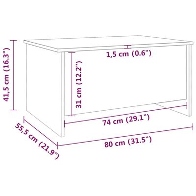 vidaXL kohvilaud, betoonhall, 80x55,5x41,5 cm, tehispuit