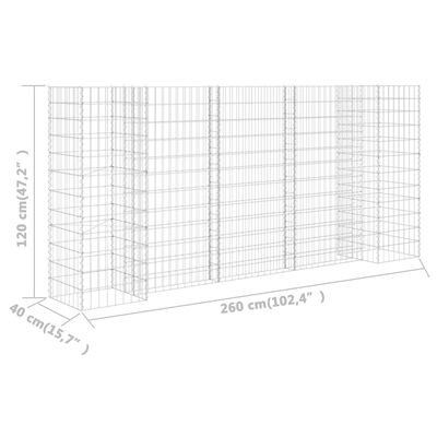 vidaXL H-kujuline gabioon-taimekast, terastraat, 260 x 40 x 120 cm