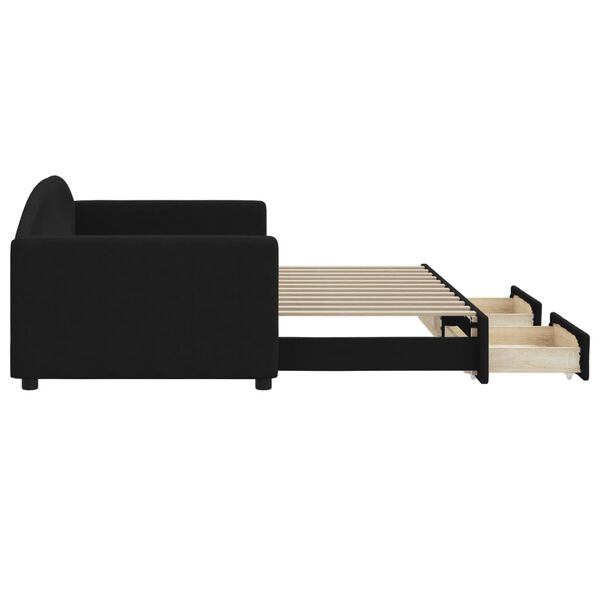 vidaXL diivanvoodi väljatõmmatava osaga, must, 90x200 cm, kangas