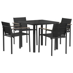 vidaXL V&auml;lis m&ouml;&ouml;bli komplekt 5 pcs Must ja Anthracite 80 x 80 x 73 cm
