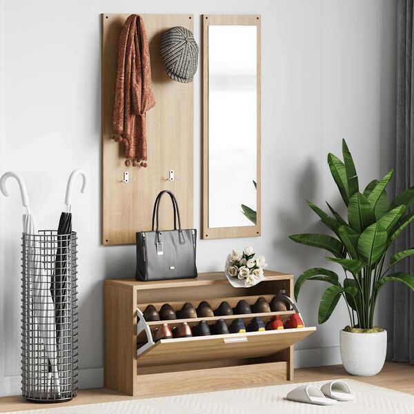 vidaXL 3-&uuml;hes kingakapp, Sonoma tamm, t&ouml;&ouml;deldud puit