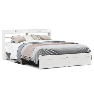 vidaXL voodiraam peatsiga ilma madratsita Valge 140x190 cm