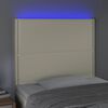 vidaXL LED-voodipeats, kreemjas, 100x5x118/128 cm, kunstnahk