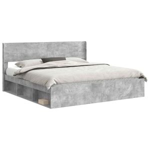 vidaXL Voode raami koos hoiuruumi ja peatoega Betoonhall 180 x 200 cm