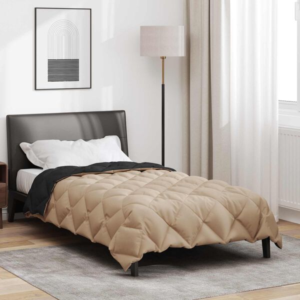 vidaXL Talve tek Must ja taupe 220 x 155 cm Mikrokiud