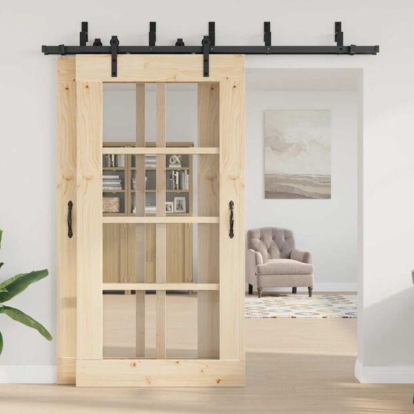 vidaXL liugukse tarvikute komplekt 213,5 cm terasest, must