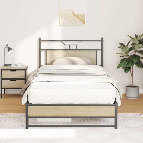 vidaXL voodiraam ilma madratsita, Sonoma tamm, 107x203 cm, tehispuit