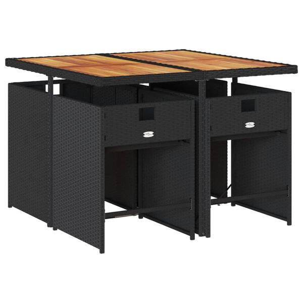 vidaXL 5-osaline aiam&ouml;&ouml;bli komplekt patjadega, must, pol&uuml;rotang