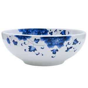 vidaXL valamu t&ouml;&ouml;pinnale, valge ja sinine, &uuml;mar, &Phi;41x14, keraamiline