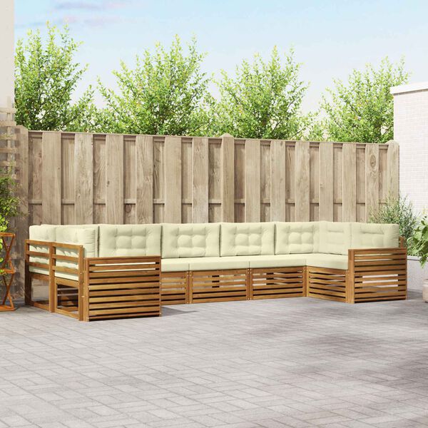 vidaXL V&auml;li diivanikomplekt 7 pcs Looduslik ja kreem Tugev akatsiapuu