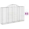 vidaXL kaarekujulised gabioonkorvid 3 tk, 200x30x120/140 cm, raud