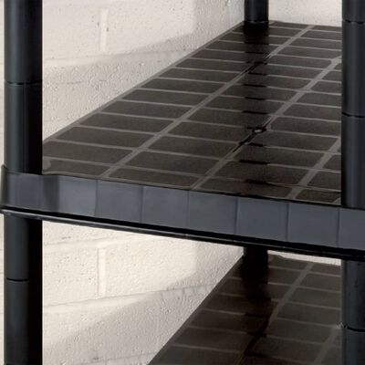 vidaXL hoiuriiul, 5-korruseline, must, 366 x 45,7 x 185 cm, plast