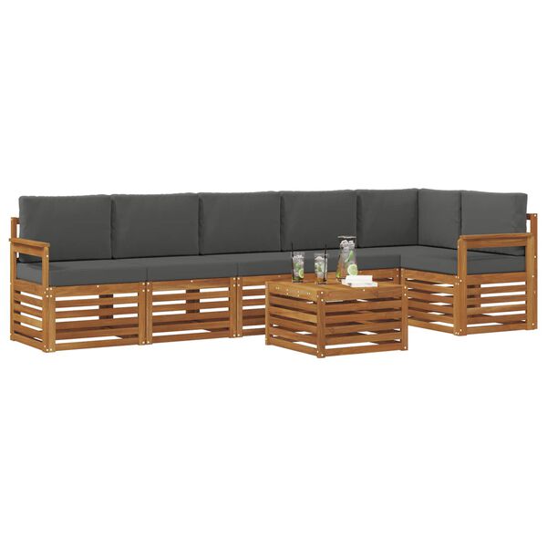 vidaXL Nurgadiivanikomplekt padjaga 7 pcs Looduslik ja antriit