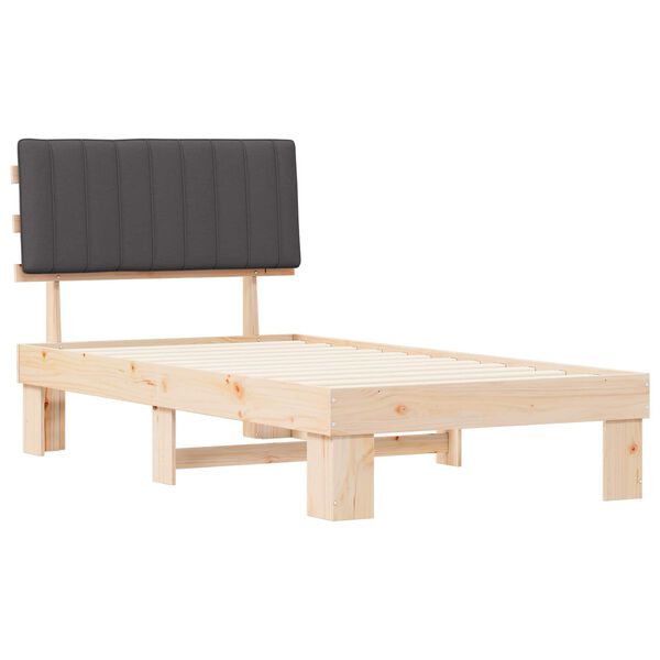 vidaXL Voodiraam Pehme Peatoega peaga Tumehall 100 x 200 cm Tahke m&auml;nd