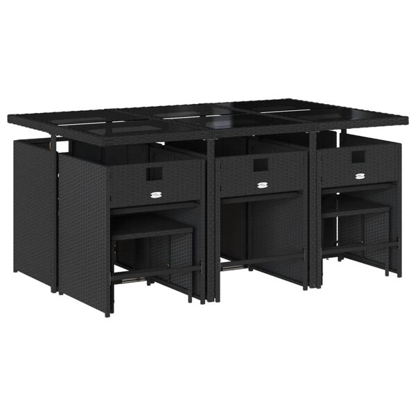 vidaXL 11-osaline aiam&ouml;&ouml;bli komplekt patjadega, must, pol&uuml;rotang