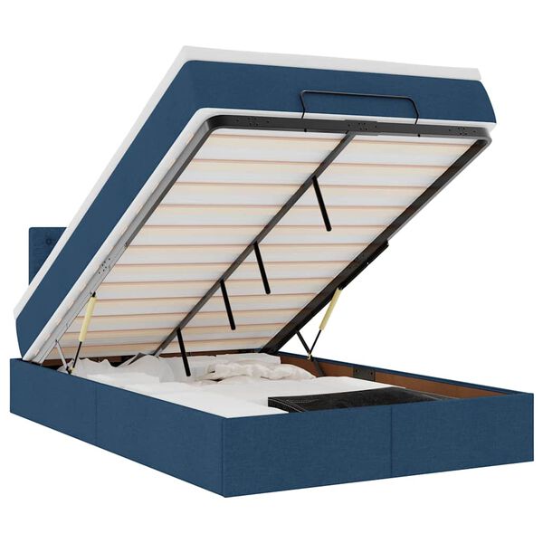 vidaXL ottomani voodi madratsita ja LED, sinine, 120x200 cm, kangas