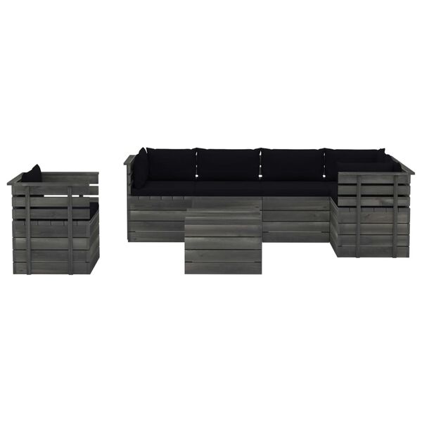 vidaXL 7-osaline kaubaalustest aiadiivani komplekt patjadega m&auml;nnipuit