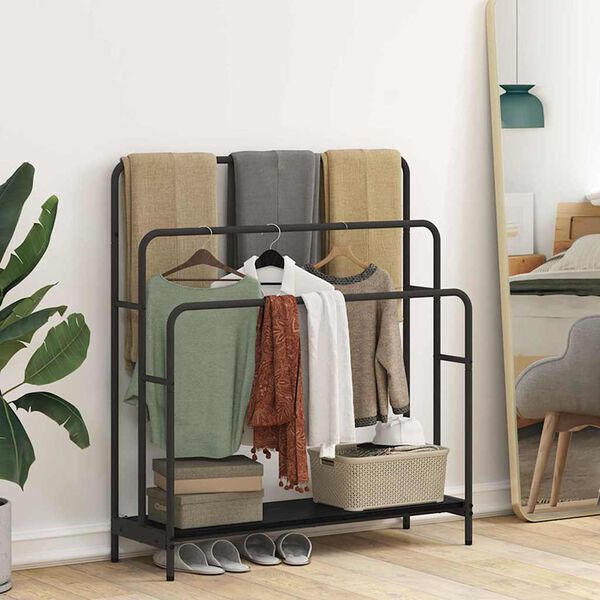 vidaXL Riidepuu riiuliga Must tamm 90 x 30 x 100,5 cm Tehispuit