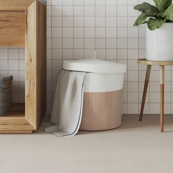 vidaXL kaanega hoiukorv, pruun ja valge, &Oslash;40x35 cm, puuvill