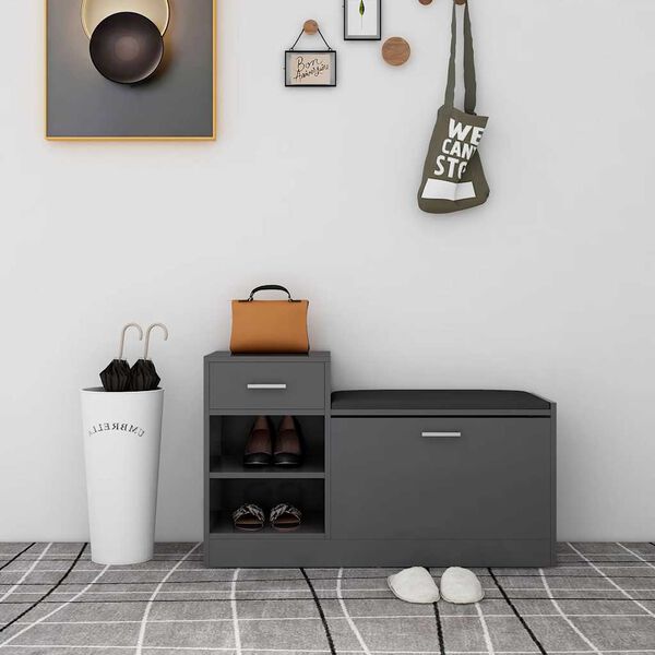 vidaXL jalatsipink, hall, 94,5 x 31 x 57 cm, tehispuit