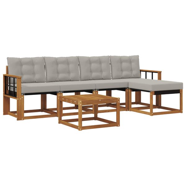 vidaXL V&auml;li diivanikomplekt padjaga 6 pcs Looduslik ja Hele Hall