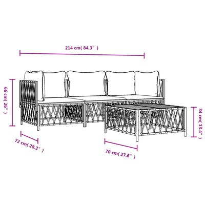 vidaXL 4-osaline aiamööbli komplekt patjadega, antratsiit, teras